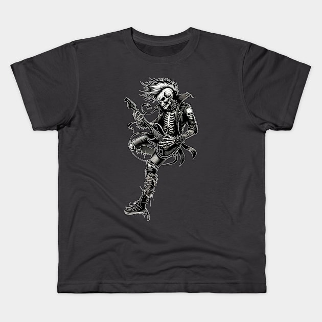 Skeleton Rocker Kids T-Shirt by Doming_Designs